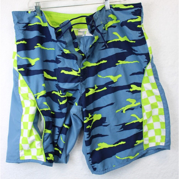 No Boundaries Board Shorts Swimwear Men 40 Summer Beach Multi Print Blue Green - Picture 7 of 10